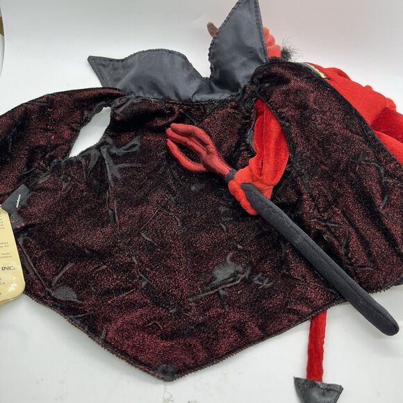 Folkmanis Red Devil Hand Puppet W/ Tags Pitchfork Vintage Halloween - Picture 7 of 13